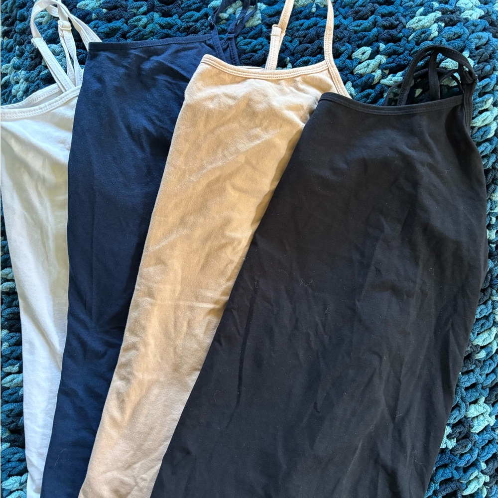 Set of Four Camisoles in White, Navy, Beige, and Black